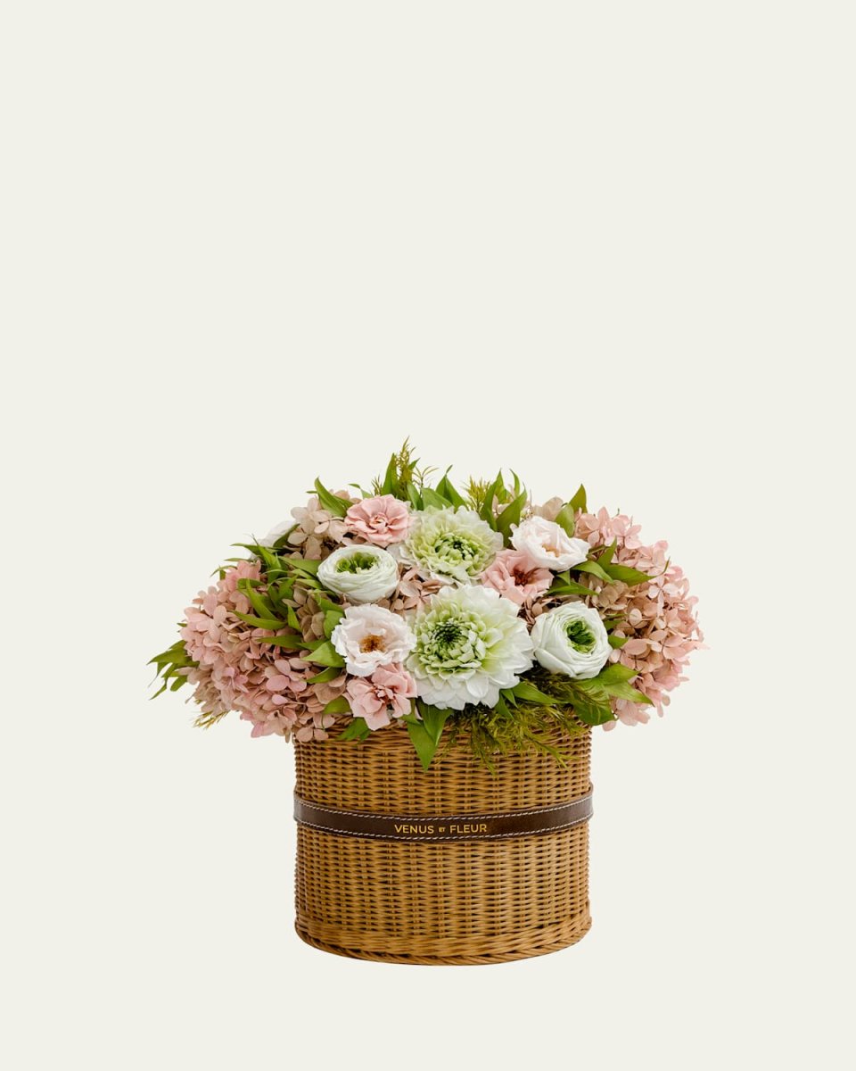 Mixed Eternity Flowers in Thalia Heirloom Wicker Vase, 16" Tall